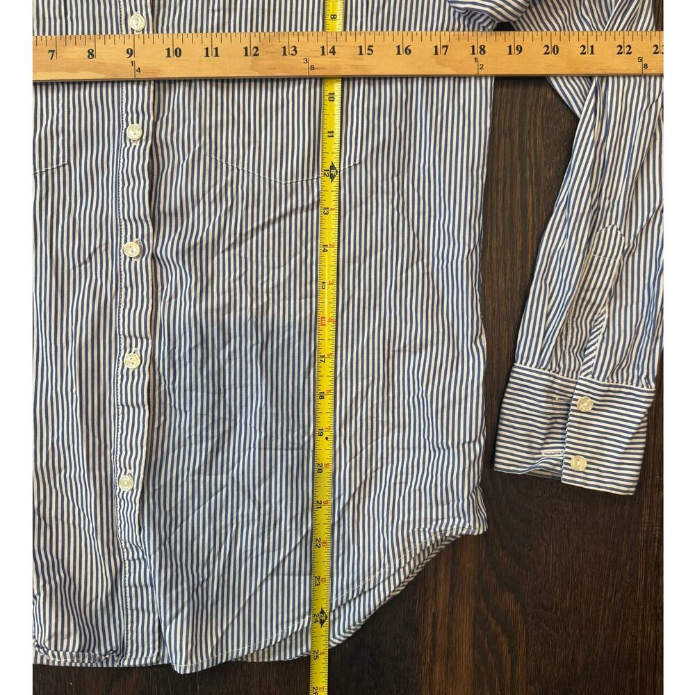 Anine Bing | Blue White Pinstripe Cotton Poplin Button-Up Shirt XS - Picture 7 of 7